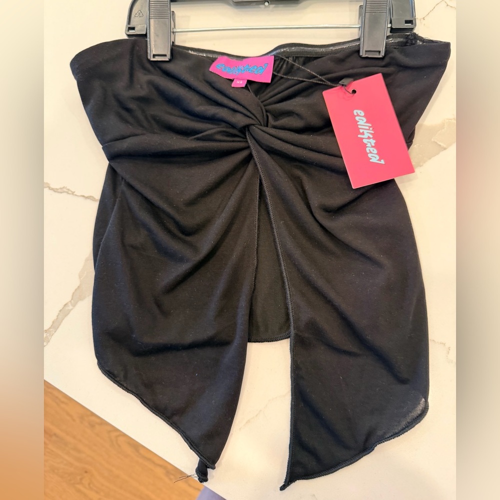 Edikted Black Twist Front Top - Strapless
